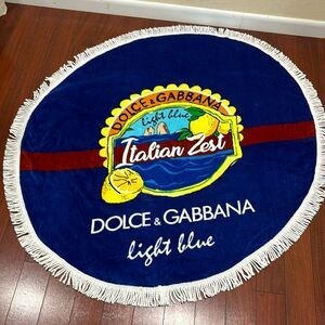 Vintage Dolce & Gabbana Blue Italian Zest Round Beach / Pool  Towel ~ 48"